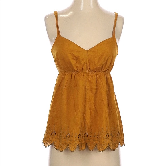 J CREW MUSTARD TANK TOP WITH BOTTOM EMBROIDERY - Picture 6 of 7